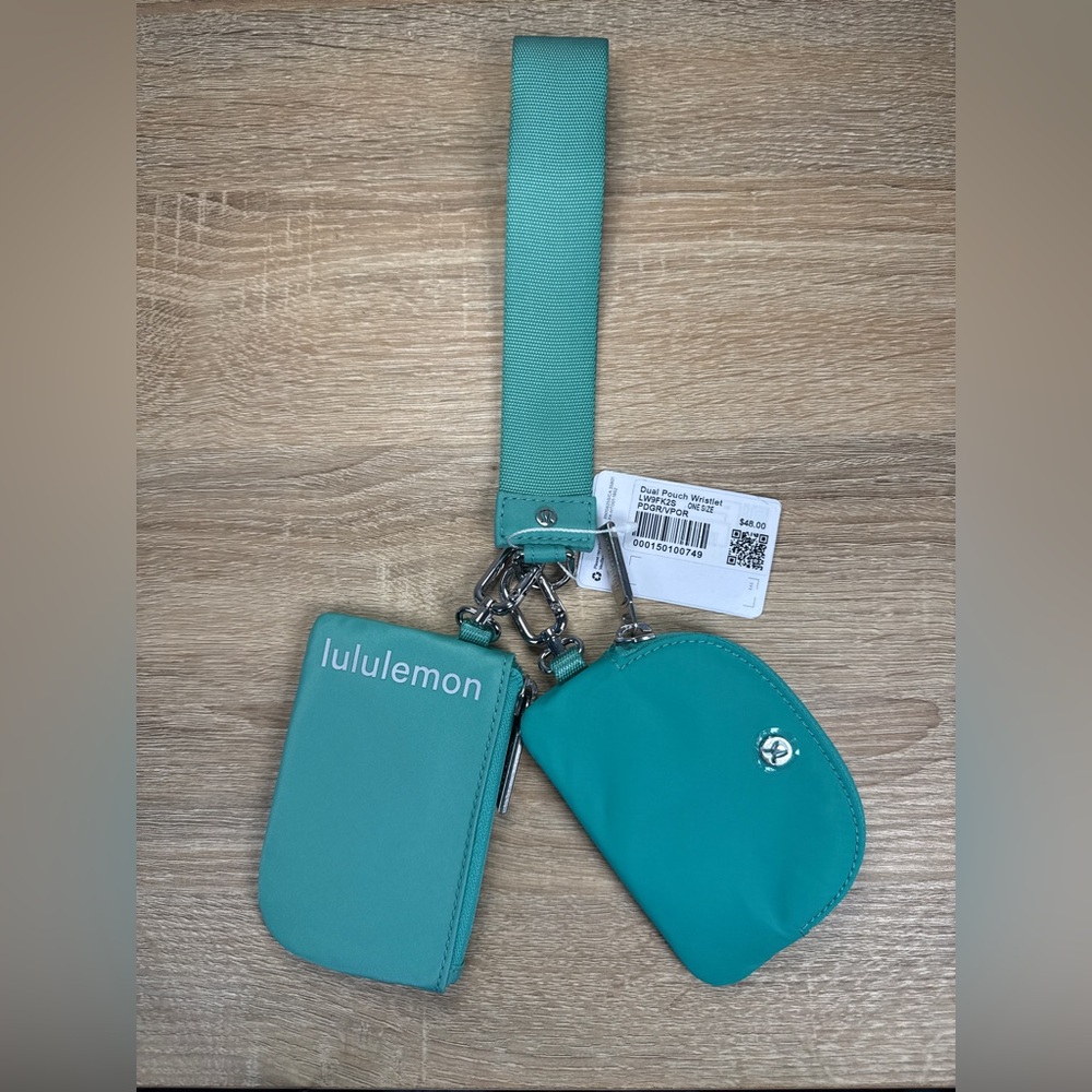 Lululemon Dual Pouch Wristlet Paradise Green/Vapor PDGR VPOR New